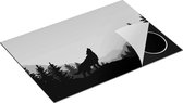 Chefcare Inductie Beschermer Silhouet van een Wolf in het Bos - Abstract - Zwart Wit - 75x50 cm - Afdekplaat Inductie - Kookplaat Beschermer - Inductie Mat