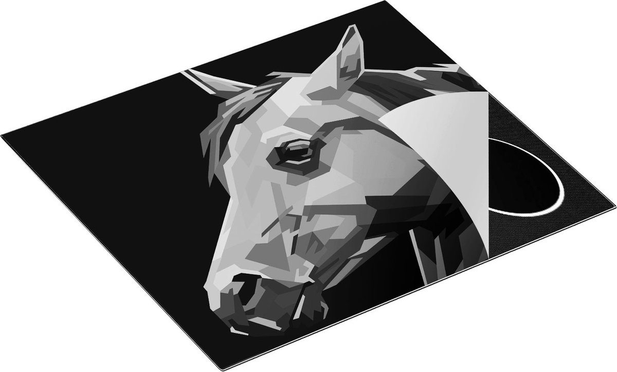 Chefcare Inductie Beschermer Kleurrijke Paardenkop - Paard - Abstract - Zwart Wit - 58,3x51,3 cm - Afdekplaat Inductie - Kookplaat Beschermer - Inductie Mat