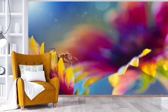 Behang - Fotobehang Mier - Bloemen - Regenboog - Breedte 390 cm x hoogte 260 cm