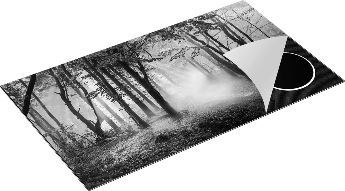 Chefcare Inductie Beschermer Rood Bos met Bomen - Zwart Wit - 89,6x51,6 cm - Afdekplaat Inductie - Kookplaat Beschermer - Inductie Mat