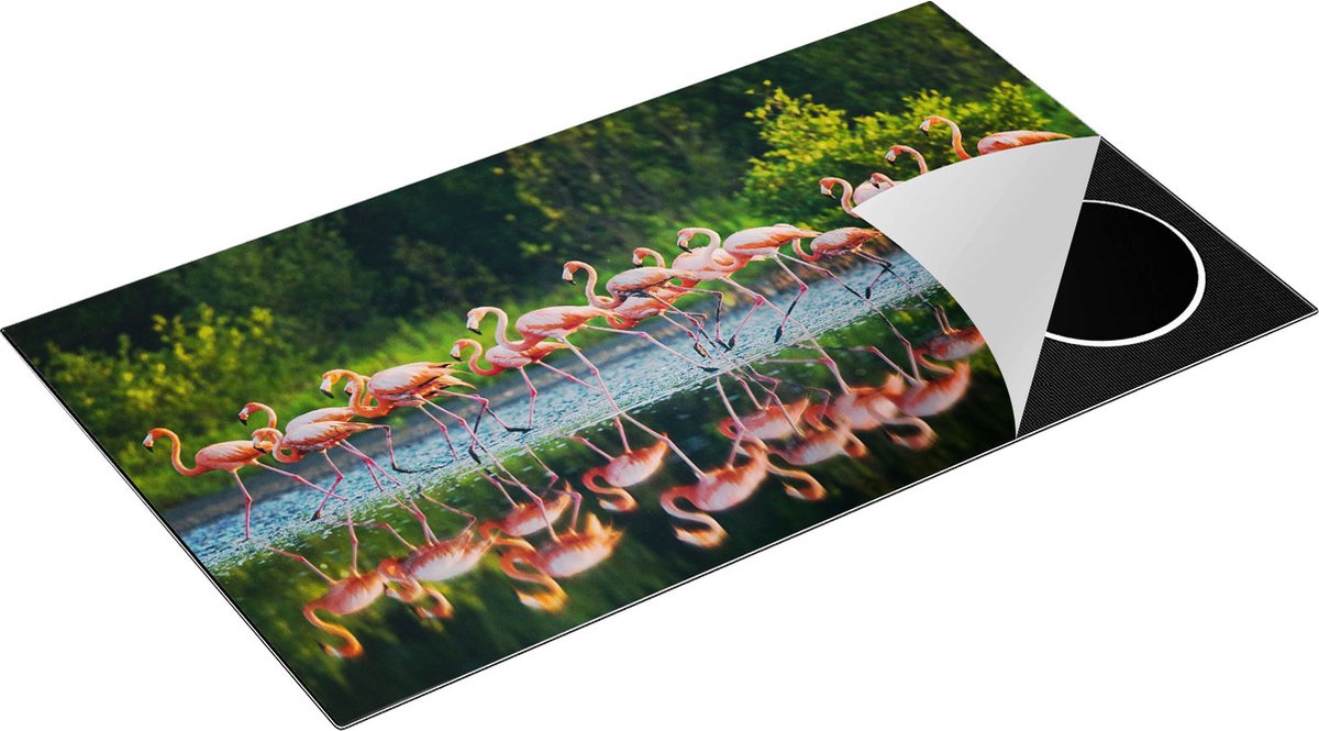Chefcare Inductie Beschermer Kudde Flamingo's op het Water - 89,6x51,6 cm - Afdekplaat Inductie - Kookplaat Beschermer - Inductie Mat