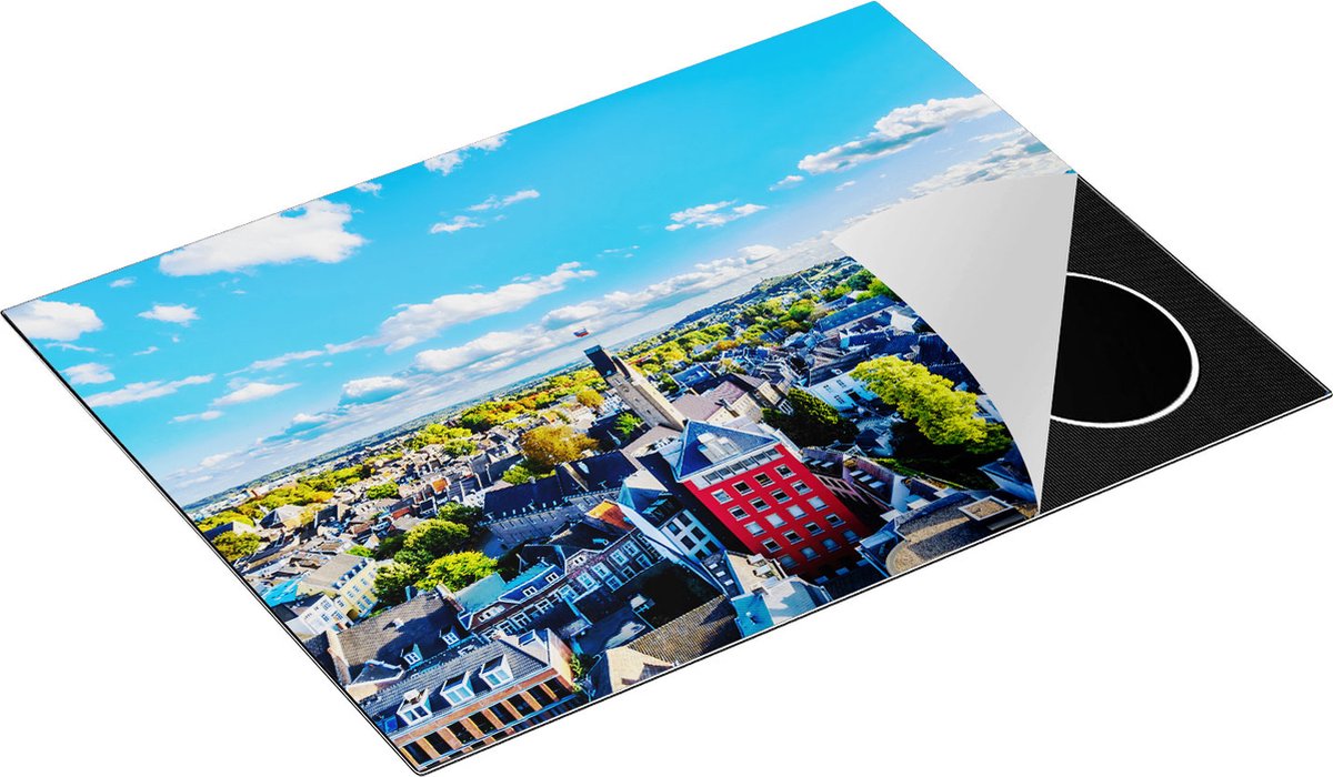 Chefcare Inductie Beschermer Maastricht Stad met Huizen - 71x52 cm - Afdekplaat Inductie - Kookplaat Beschermer - Inductie Mat