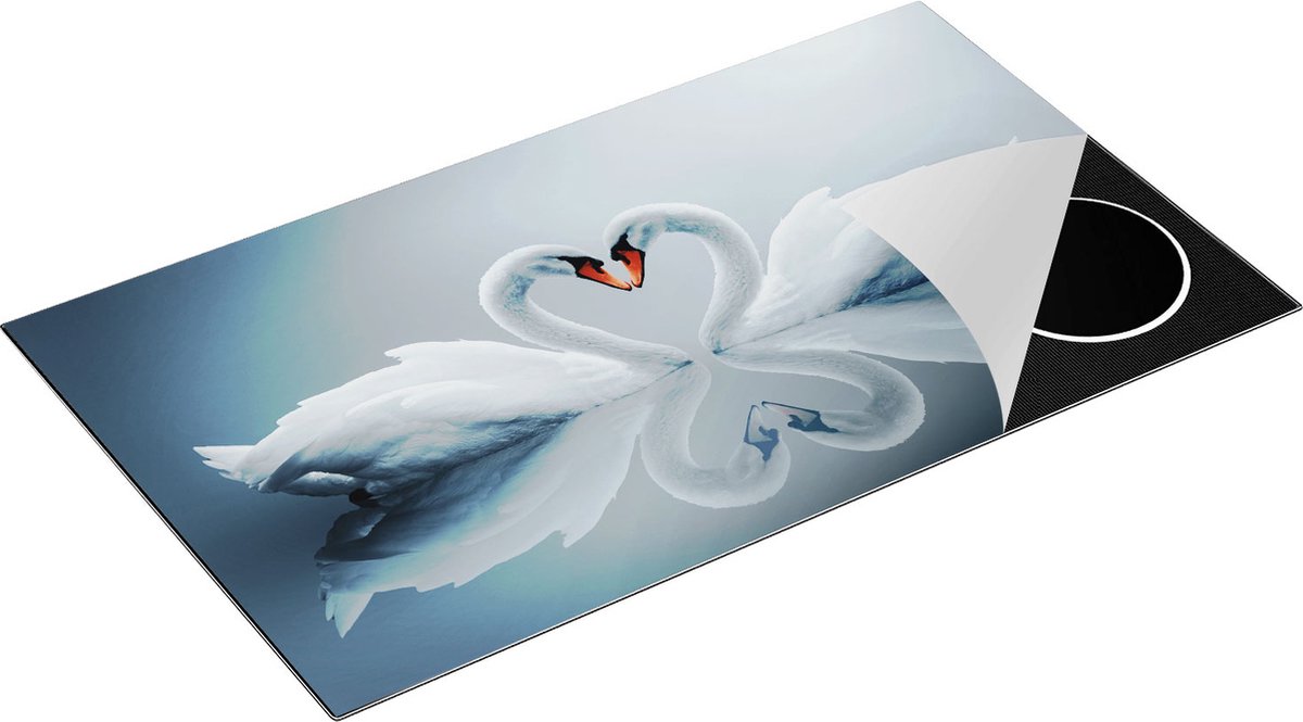 Chefcare Inductie Beschermer Twee Zwanen in een Hart Vorm - 90x50 cm - Afdekplaat Inductie - Kookplaat Beschermer - Inductie Mat