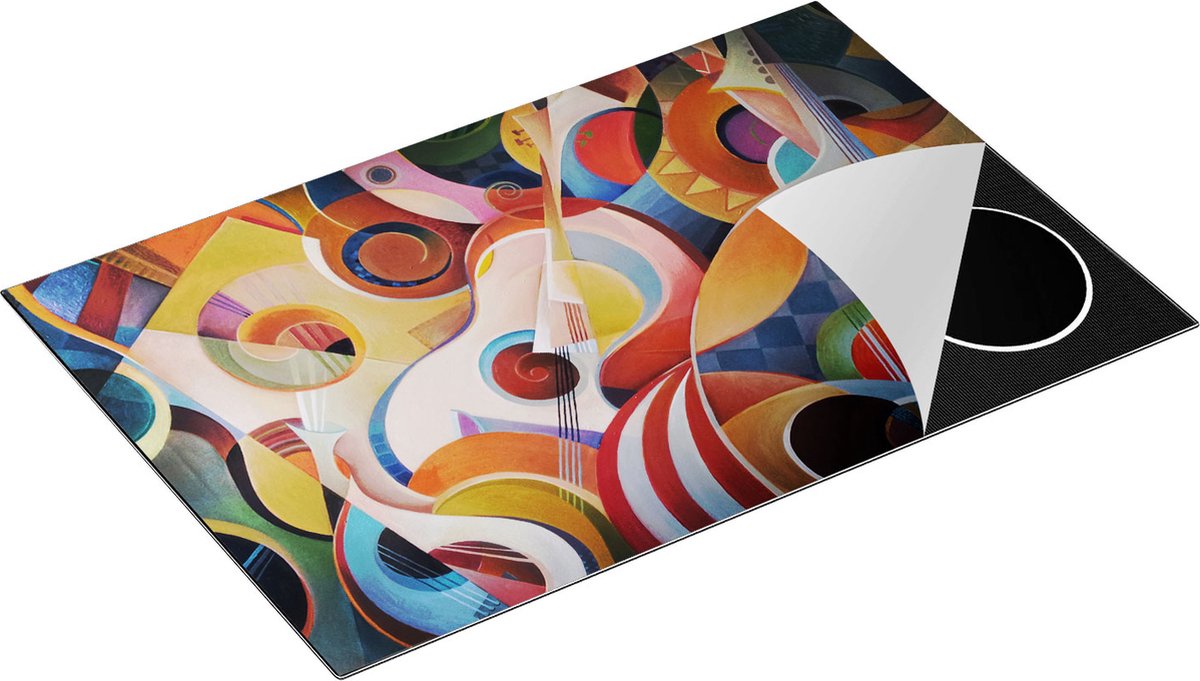 Chefcare Inductie Beschermer Kleurrijke Gitaar Achtergrond - Abstract - 80x50 cm - Afdekplaat Inductie - Kookplaat Beschermer - Inductie Mat