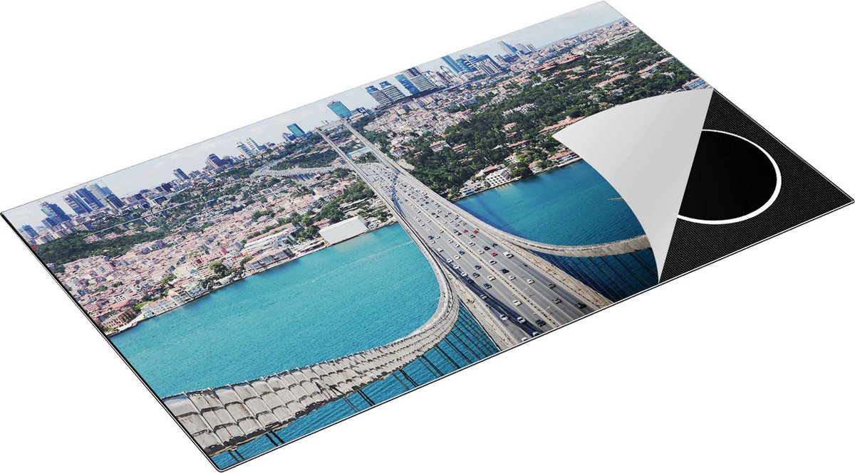 Chefcare Inductie Beschermer Istanbul Bosporus Brug vanaf Boven - 91,6x52,7 cm - Afdekplaat Inductie - Kookplaat Beschermer - Inductie Mat