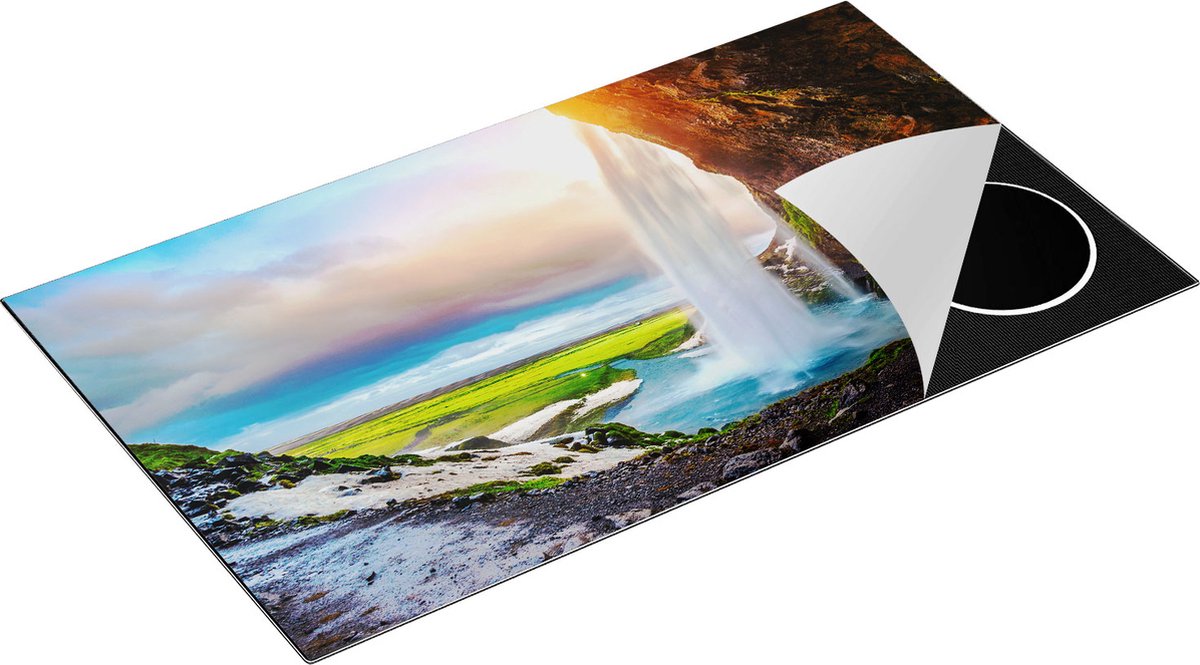 Chefcare Inductie Beschermer Waterval van een Klif bij Zonsondergang - 90x52 cm - Afdekplaat Inductie - Kookplaat Beschermer - Inductie Mat
