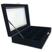 Ilènne - Boîte à bijoux - 15 compartiments - noir - avec couvercle - 23x15x5 cm