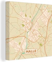 Toile Peinture Plan d'Etage - Plan de Ville - Halle - Vintage - Carte - 50x50 cm - Décoration murale