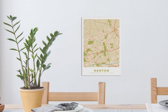 Peinture sur toile Plan de ville - Cerf - Carte - Vintage - Carte - 20x30 cm - Décoration murale