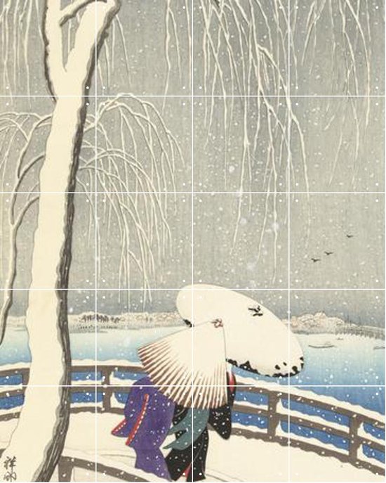 IXXI In the Snow on Yanagibashi - Wanddecoratie - Winter - 80 x 100 cm