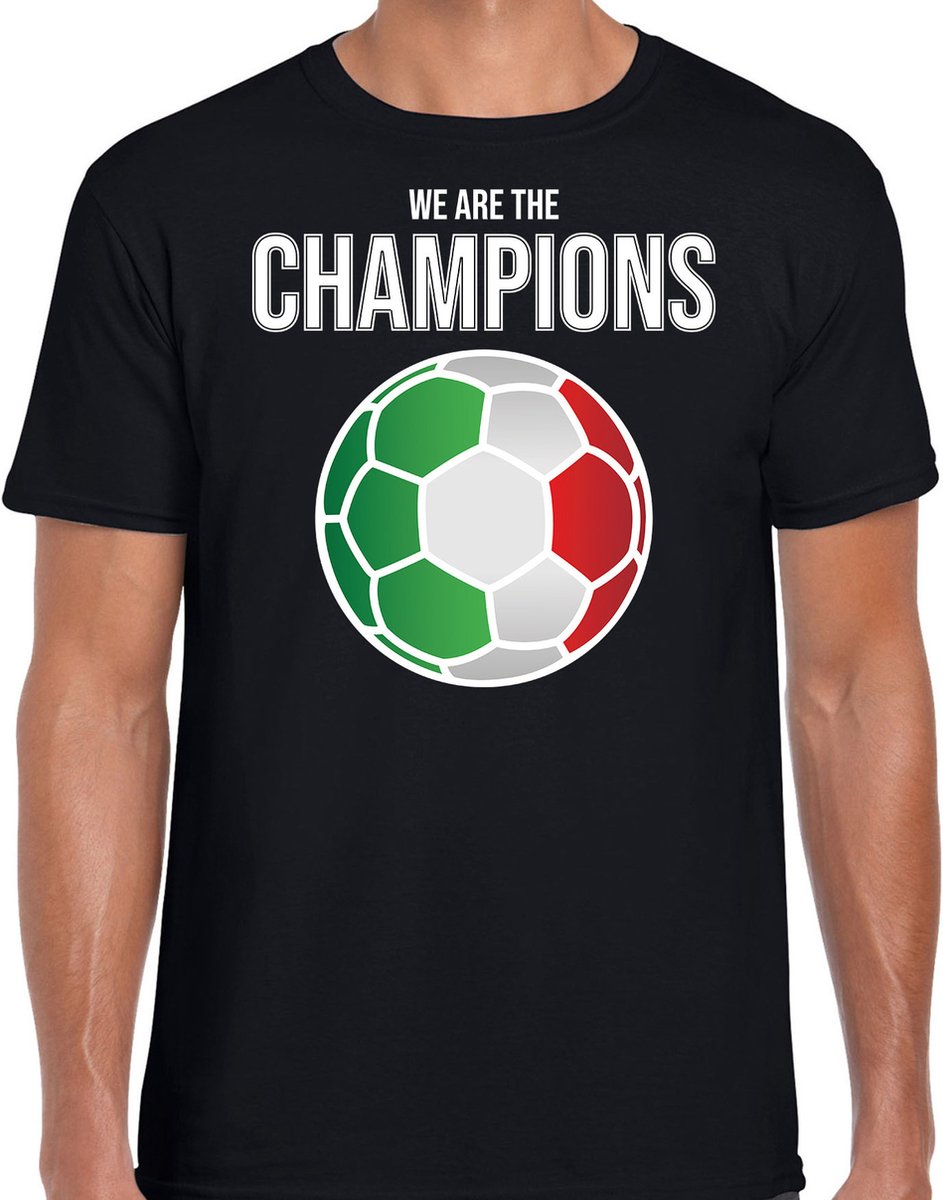 Italie EK/ WK supporter t-shirt - we are the champions met Italiaanse voetbal - zwart - heren - kleding / shirt XL