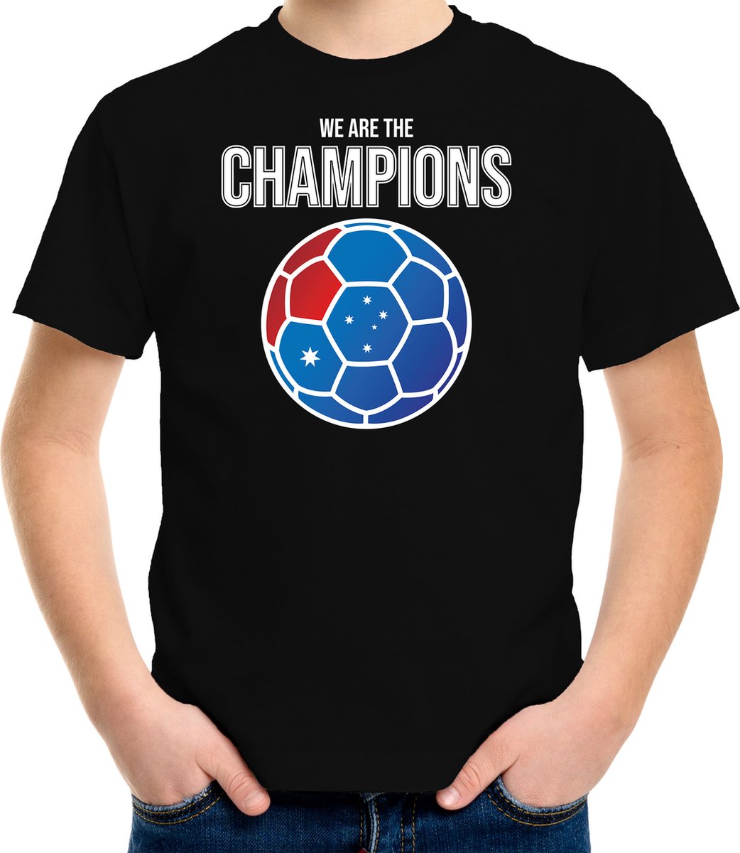 Australie WK supporter t-shirt - we are the champions met Australische voetbal - zwart - kinderen - kleding / shirt 122/128
