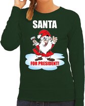 Santa for president Kerstsweater / foute Kersttrui groen voor dames - Kerstkleding / Christmas outfit M