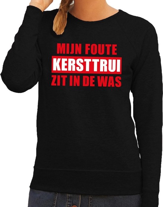 Foute kersttrui / sweater - zwart - Mijn Foute Kersttrui Zit In De Was voor dames M