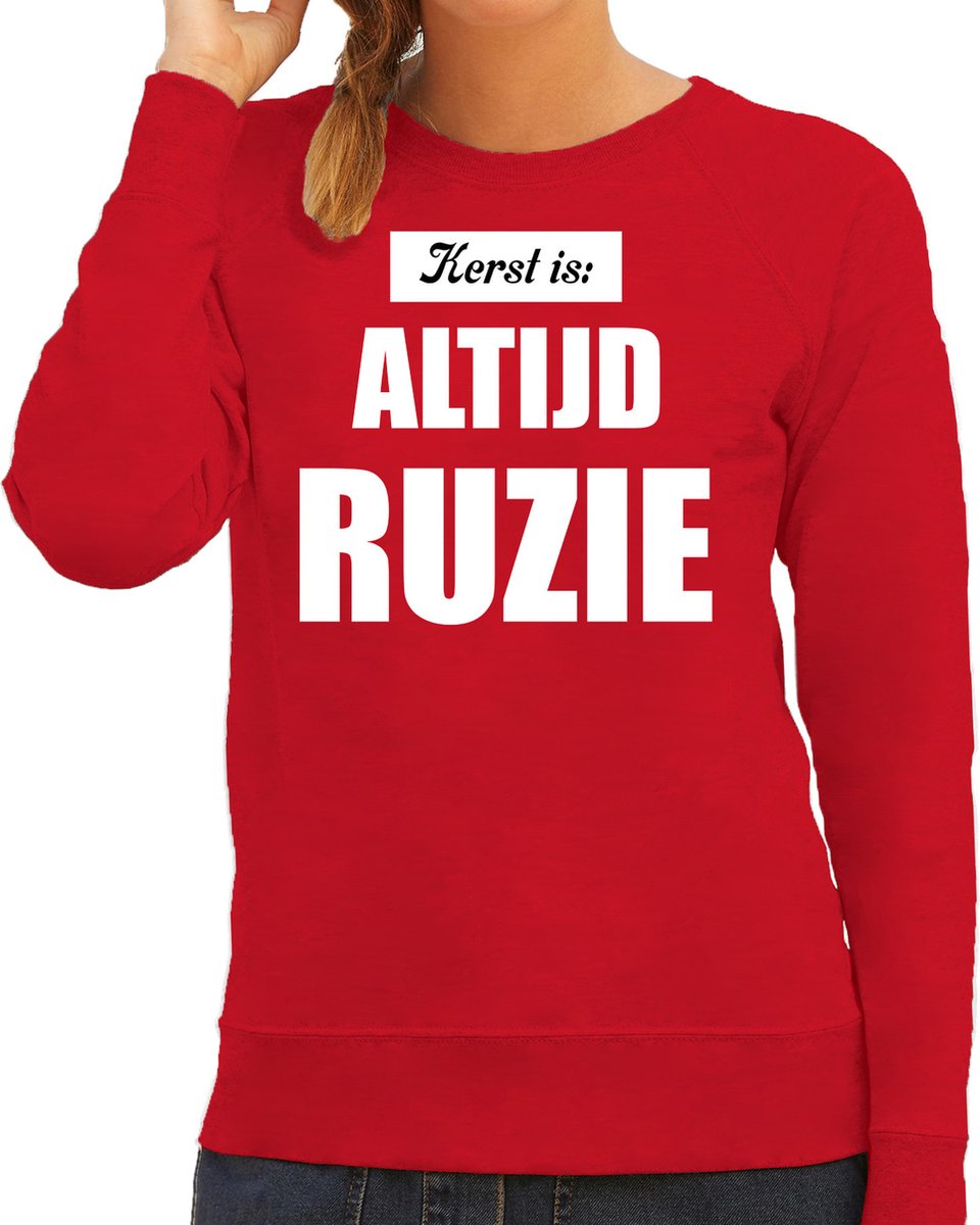 Afbeelding van product Bellatio Decorations  Rode foute Kersttrui / sweater - Kerst is altijd ruzie - dames - Kerstkleding / Christmas outfit XXL  - maat XXL