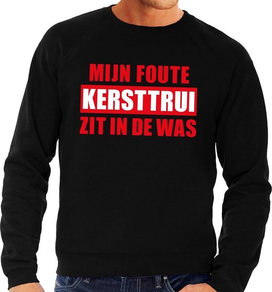 Foute kersttrui / sweater - zwart - Mijn Foute Kersttrui Zit In De Was voor heren L