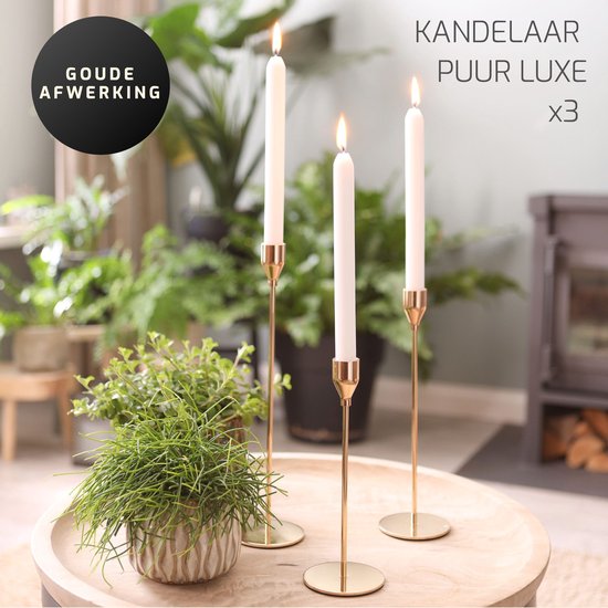 Sziqiqi Vergulde Shabbat Kandelaars Houders Set van 2 Metalen Taper Kaarsenhouders, Sierlijke Kaarsenhouders voor Shabbat Taper kaarsen, L - L