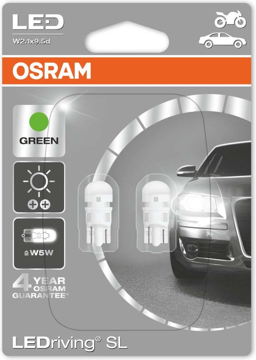 Invitere Royal familie Forurenet Osram W5W W2.1x9.5d LED Retrofit Groen Set 12 volt | bol.com