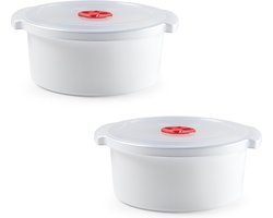 PlasticForte Magnetronschaal met deksel - Set van 2x stuks - 3 liter - 25x23x10 cm - voedsel opwarmen - magnetronbakje