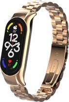 Stalen Smartwatch bandje - Geschikt voor Xiaomi Mi Band 7 stalen bandje - rosé goud - Strap-it Horlogeband / Polsband / Armband