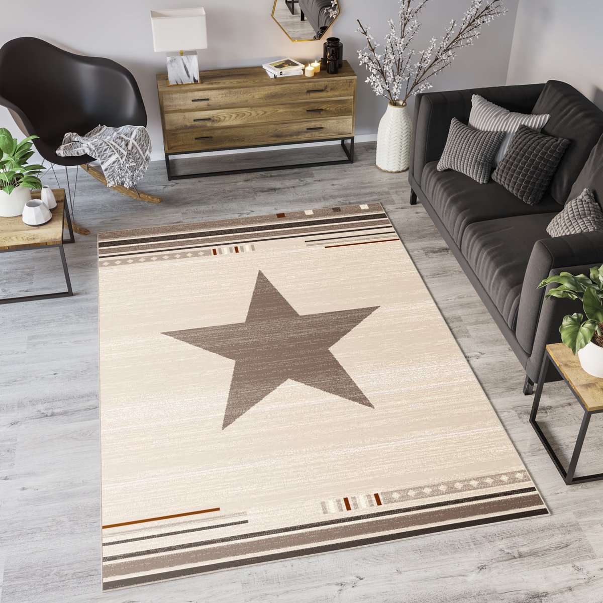 Tapiso Maroko Vloerkleed Beige Woonkamer Rug Tapijt Maat- 120x170