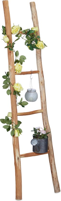 decoratieve houten ladder - 150 cm - 4 tredes - binnen - buiten