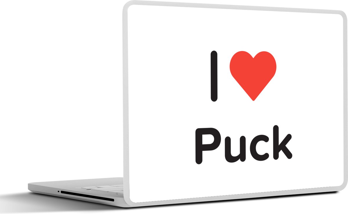 Laptop sticker - 14 inch - I love - Puck - Meisje - 32x5x23x5cm - Laptopstickers - Laptop skin - Cover