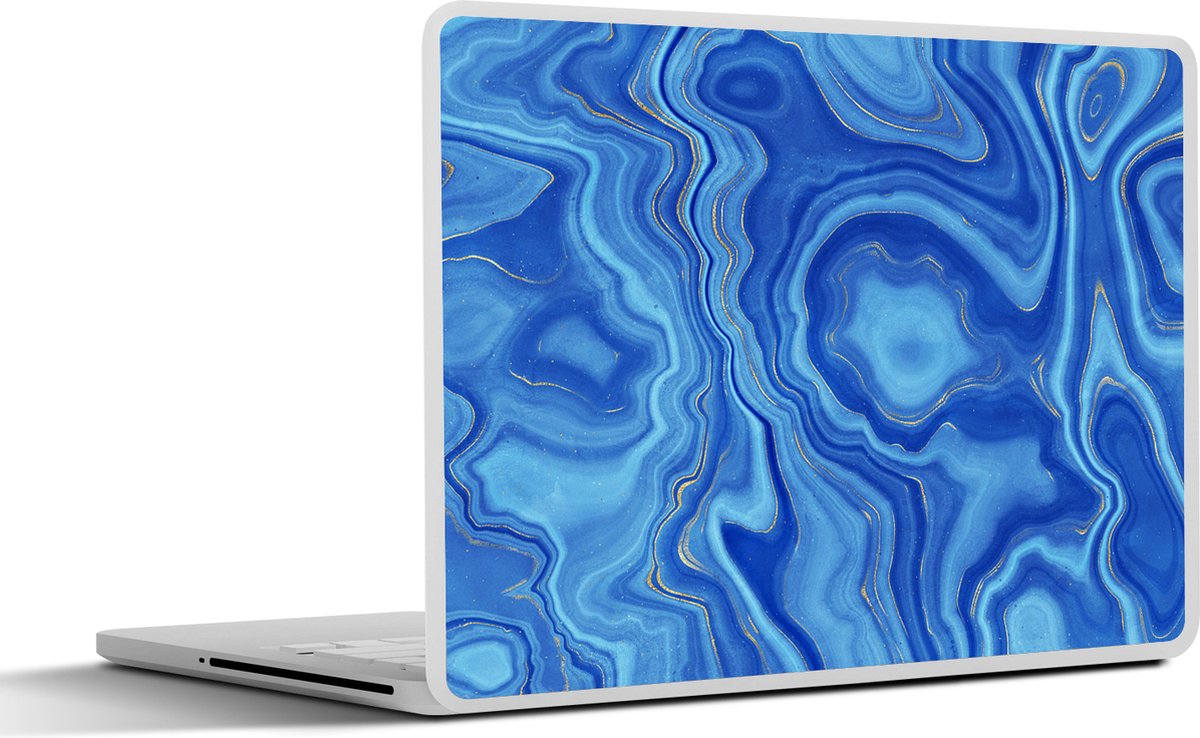 Laptop sticker - 10.1 inch - Blauw - Agaat geode - Stenen - Marmer print - 25x18cm - Laptopstickers - Laptop skin - Cover