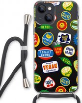 Case Company® - Coque pour iPhone 13 avec cordon - Autocollant de fruits - Coque de téléphone avec cordon Zwart - Protection Extra sur tous les côtés et sur le bord de l'écran