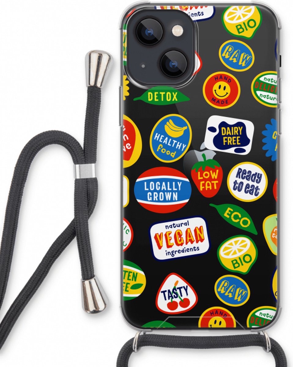 Case Company® - iPhone 13 hoesje met Koord - Fruitsticker - Telefoonhoesje  met Zwart... | bol.com