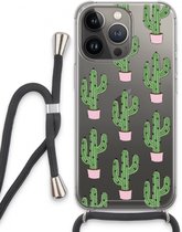 Case Company® - Hoesje met koord geschikt voor iPhone 13 Pro hoesje met Koord - Cactus Lover - Telefoonhoesje met Zwart Koord - Extra Bescherming aan alle Kanten en Over de Schermrand