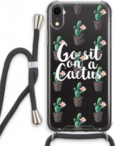 Case Company® - Hoesje met koord geschikt voor iPhone XR hoesje met Koord - Cactus quote - Telefoonhoesje met Zwart Koord - Extra Bescherming aan alle Kanten en Over de Schermrand