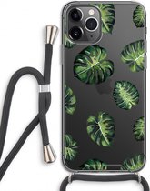 Case Company® - Hoesje met koord geschikt voor iPhone 11 Pro hoesje met Koord - Tropische bladeren - Telefoonhoesje met Zwart Koord - Extra Bescherming aan alle Kanten en Over de Schermrand