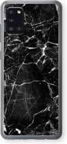 Case Company® - Hoesje geschikt voor Samsung Galaxy A31 hoesje - Zwart Marmer - Soft Cover Telefoonhoesje - Bescherming aan alle Kanten en Schermrand