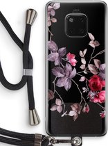 Case Company® - Hoesje met koord geschikt voor Huawei Mate 20 Pro hoesje met Koord - Mooie bloemen - Telefoonhoesje met Zwart Koord - Bescherming aan alle Kanten en Over de Schermrand