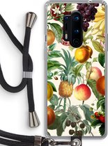 Case Company® - Hoesje met koord geschikt voor OnePlus 8 Pro hoesje met Koord - Classic Flora - Telefoonhoesje met Zwart Koord - Bescherming aan alle Kanten en Over de Schermrand
