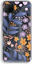 Case Company® - Hoesje geschikt voor Huawei P40 Lite hoesje - Flowers with blue leaves - Soft Cover Telefoonhoesje - Bescherming aan alle Kanten en Schermrand