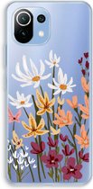Case Company® - Hoesje geschikt voor Xiaomi Mi 11 Lite hoesje - Painted wildflowers - Soft Cover Telefoonhoesje - Bescherming aan alle Kanten en Schermrand