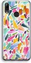 Case Company® - Hoesje geschikt voor Huawei P Smart (2019) hoesje - Watercolor Brushstrokes - Soft Cover Telefoonhoesje - Bescherming aan alle Kanten en Schermrand