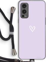 Case Company® - Hoesje met koord geschikt voor OnePlus Nord 2 5G hoesje met Koord - Klein hartje paars - Telefoonhoesje met Zwart Koord - Bescherming aan alle Kanten en Over de Schermrand