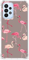 Hoesje met naam Geschikt voor Samsung Galaxy A23 Telefoonhoesje met doorzichtige rand Flamingo