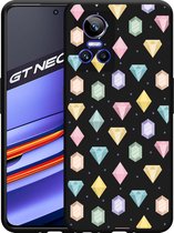 Realme GT Neo 3 Hoesje Zwart Diamonds - Designed by Cazy