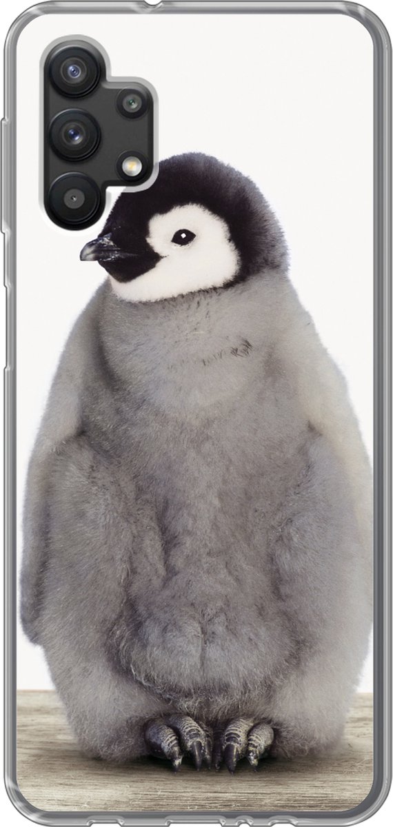 Telefoonhoesje Geschikt voor Samsung Galaxy A32 5G hoesje - Kinderen - Pinguïn - Grijs - Dieren - Meisjes - Jongens - Siliconen Telefoonhoesje Telefoonhoesje