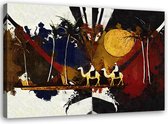 Trend24 - Peinture sur toile - Paysage africain - Peintures - Oriental - 120x80x2 cm - Marron