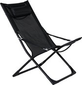 Chaise longue de jardin Seville, chaise de plage pliante noire.