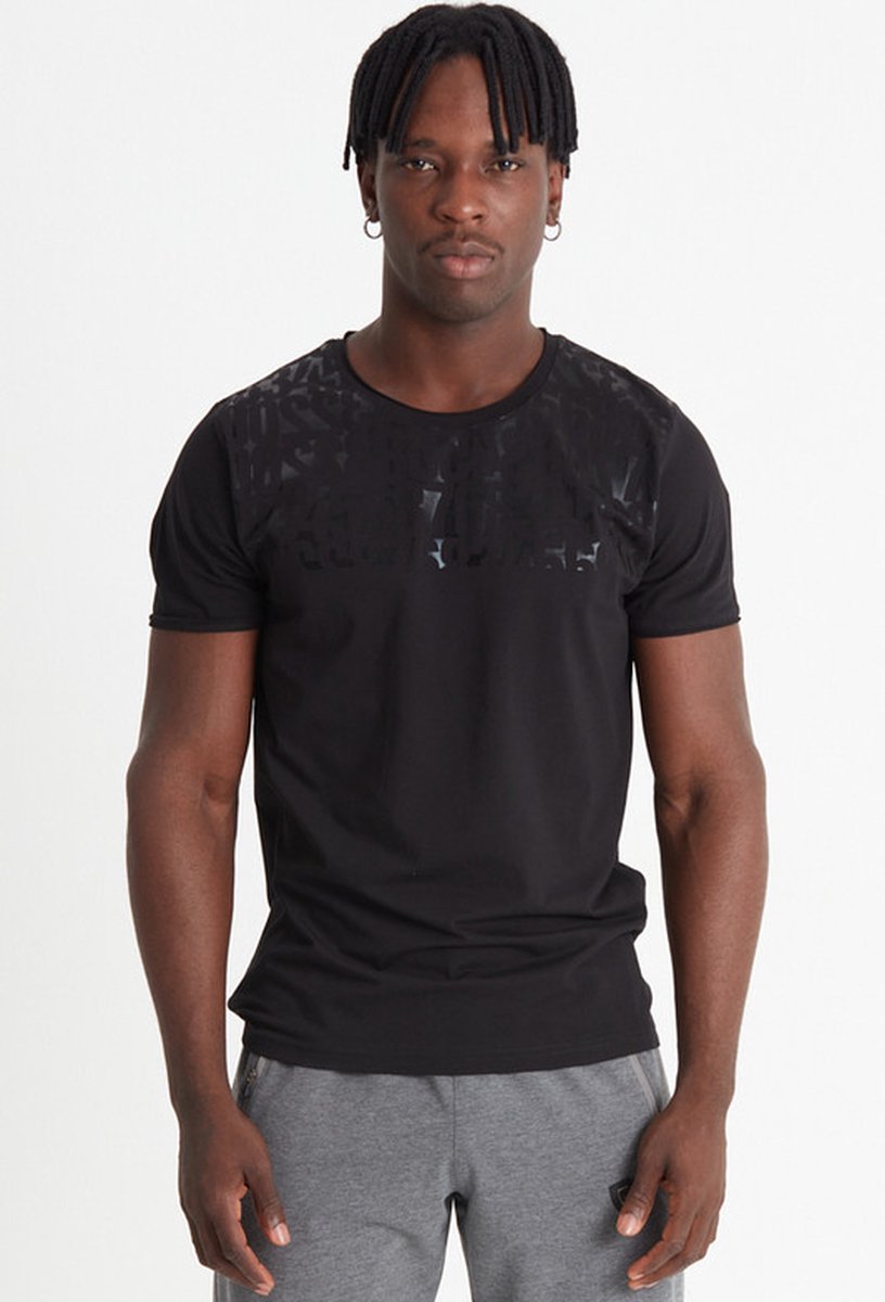 SCR. Shafir T-shirt Heren met Print - Subtiele print - Ronde hals - Regular fit - XXL -Zwart