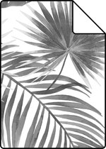 Proefstaal ESTAhome behangpapier tropische bladeren zwart wit - 139236 - 26,5 x 21 cm
