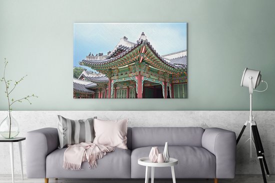 Texture traditionnelle coréenne en toile Changdeokgung 180x120 cm - Tirage photo sur toile (Décoration murale salon / chambre) XXL / Groot format!