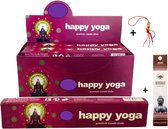 2 pakjes met 15 gram - Masala - Wierook - Wierookstokjes - Incense sticks - Happy Yoga + 5 Mini Wierookstokjes + Gelukspoppetje