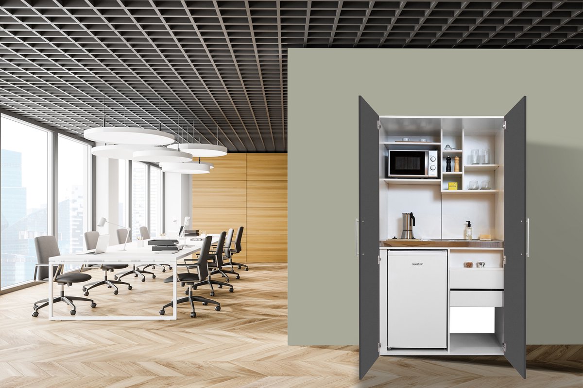 Respekta® Keukenblok 104 cm complete mini keuken met apparatuur Grijs Pantry Peter keramische kookplaat koelkast magnetron kleine keuken compacte keuken keukenblok met apparatuur